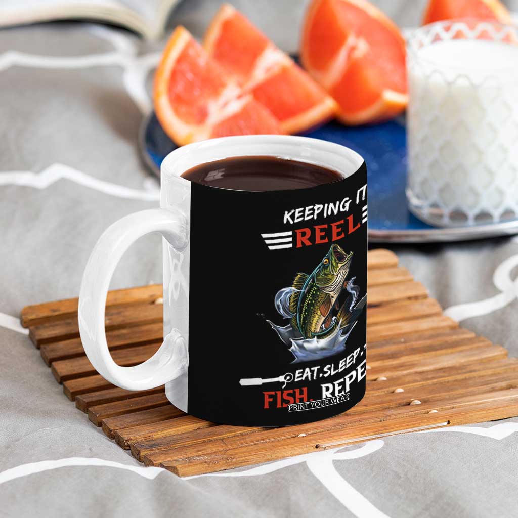 Funny Fishing Coffee Mug Keeping It Reel Fisherman Fathers Day Gifts TB10 Print Your Wear