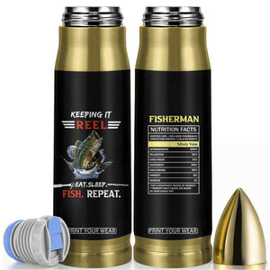 Funny Fishing Bullet Tumbler Keeping It Reel Fisherman Fathers Day Gifts TB10 Black Print Your Wear