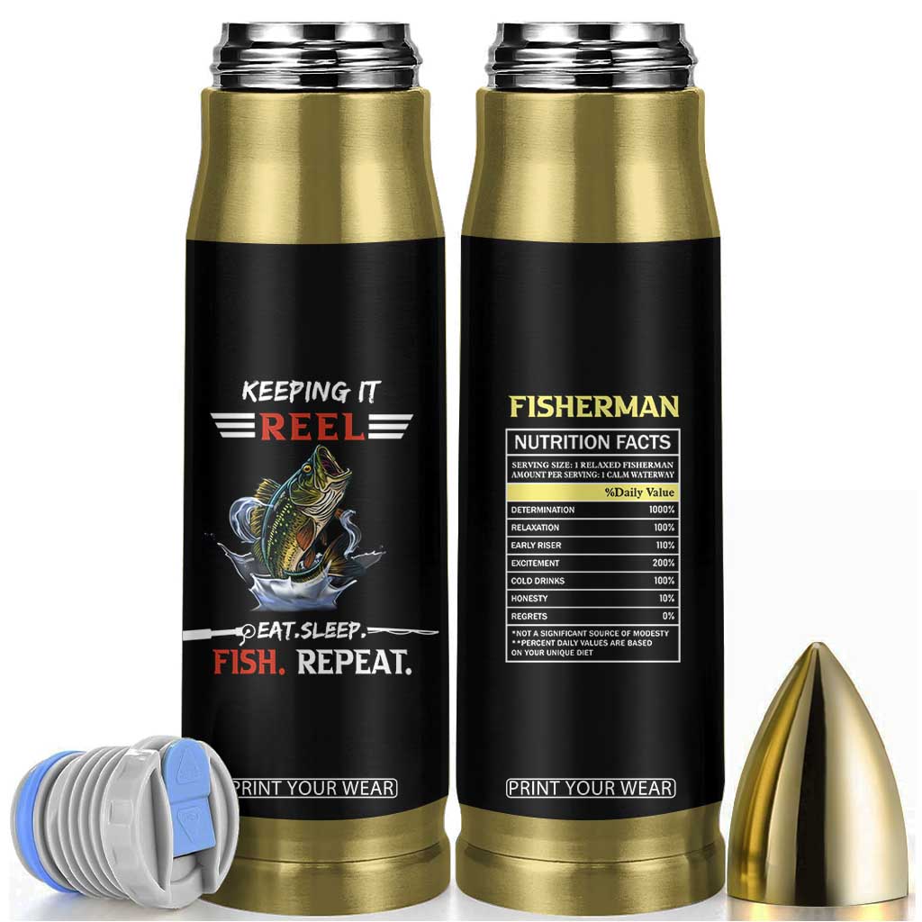Funny Fishing Bullet Tumbler Keeping It Reel Fisherman Fathers Day Gifts TB10 Black Print Your Wear