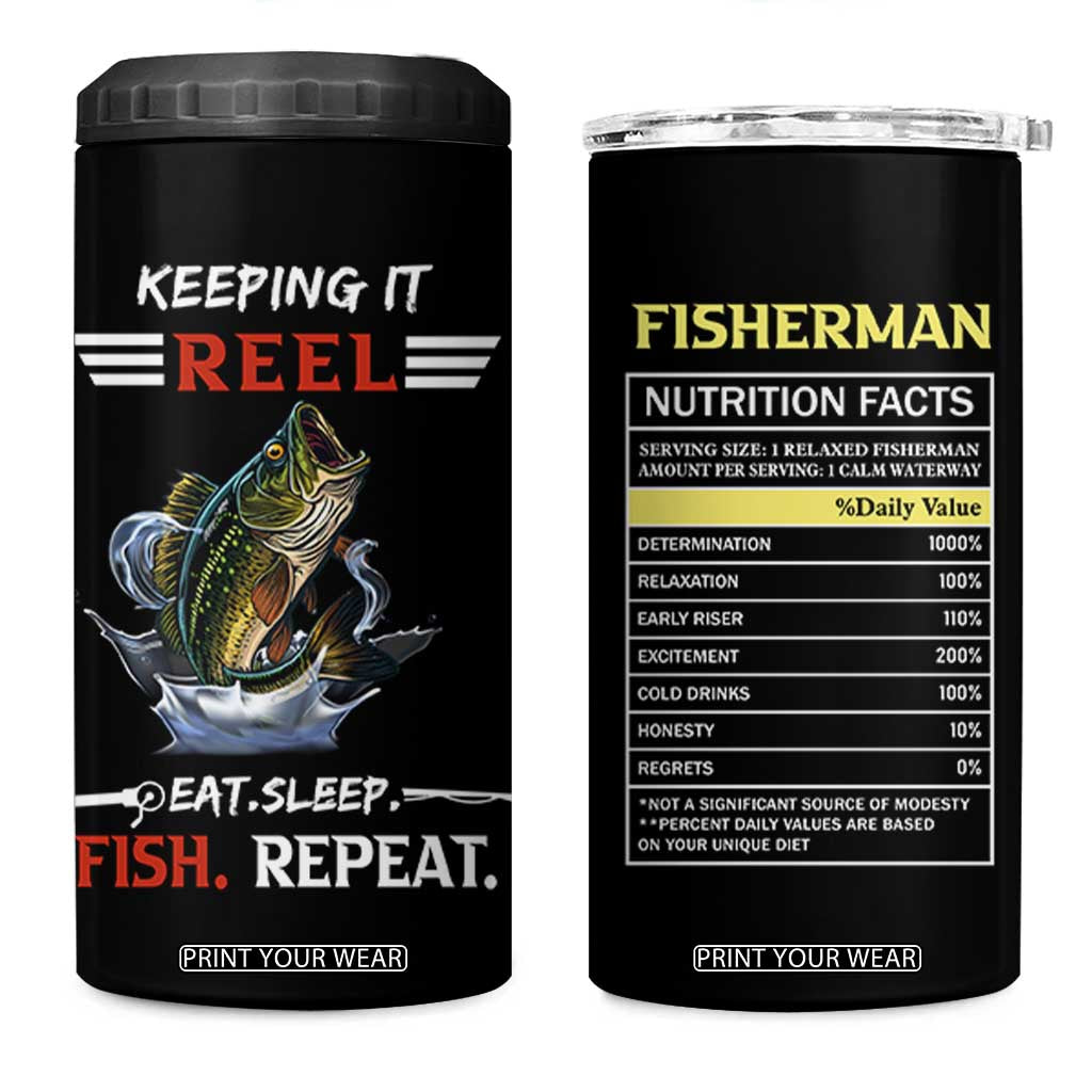 Funny Fishing 4 in 1 Can Cooler Tumbler Keeping It Reel Fisherman Fathers Day Gifts TB10 One Size: 16 oz Black Print Your Wear