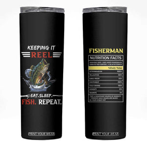 Funny Fishing Skinny Tumbler Keeping It Reel Fisherman Fathers Day Gifts TB10 Black Print Your Wear