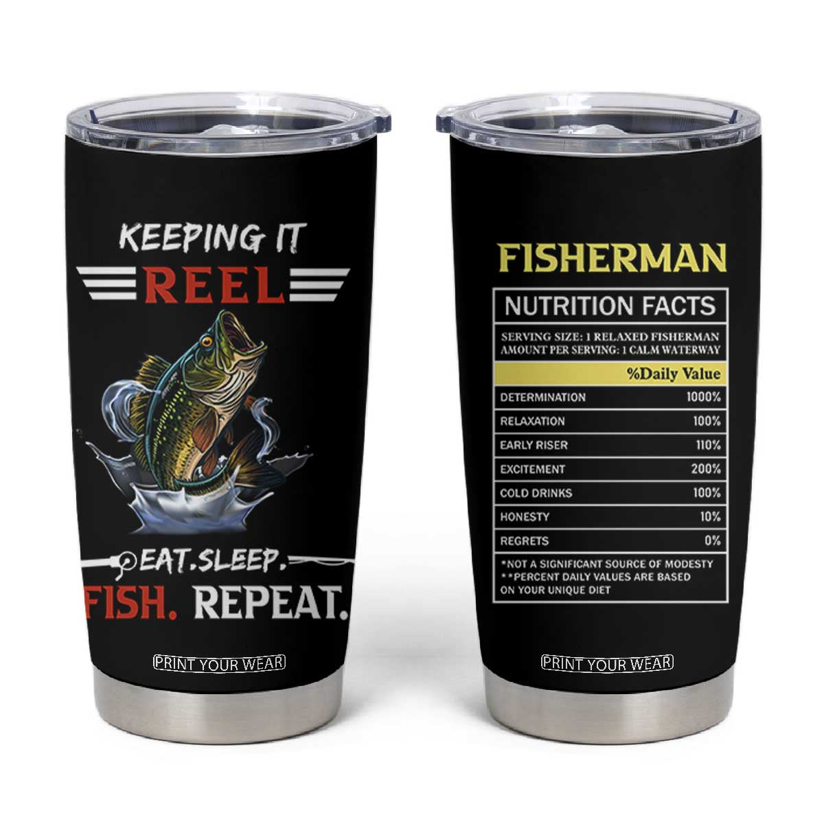 Funny Fishing Tumbler Cup Keeping It Reel Fisherman Fathers Day Gifts TB10 Black Print Your Wear