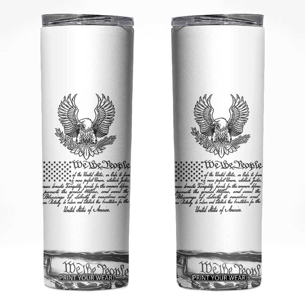 American Flag Patriotic Skinny Tumbler USA US Constitution 4th of July We The People 1776 Flag TB10 White Print Your Wear