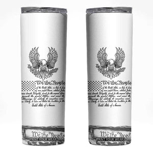 American Flag Patriotic Skinny Tumbler USA US Constitution 4th of July We The People 1776 Flag TB10 White Print Your Wear