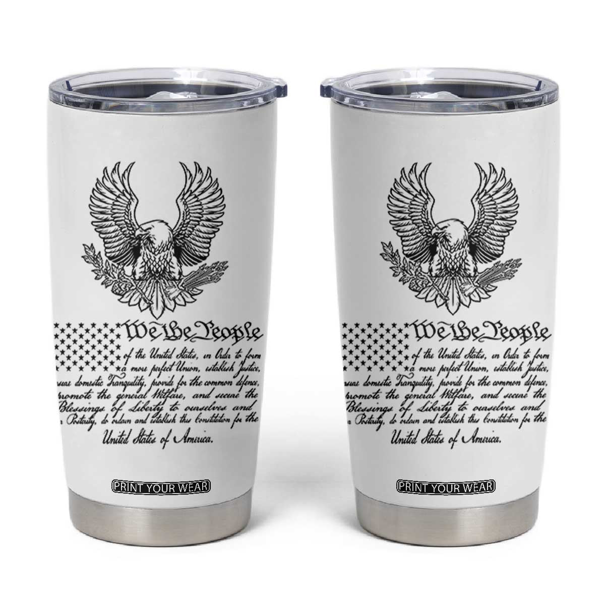American Flag Patriotic Tumbler Cup USA US Constitution 4th of July We The People 1776 Flag TB10 White Print Your Wear