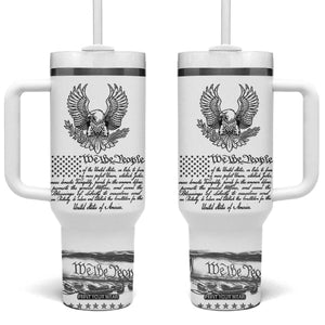 American Flag Patriotic Tumbler With Handle USA US Constitution 4th of July We The People 1776 Flag TB10 One Size: 40 oz White Print Your Wear
