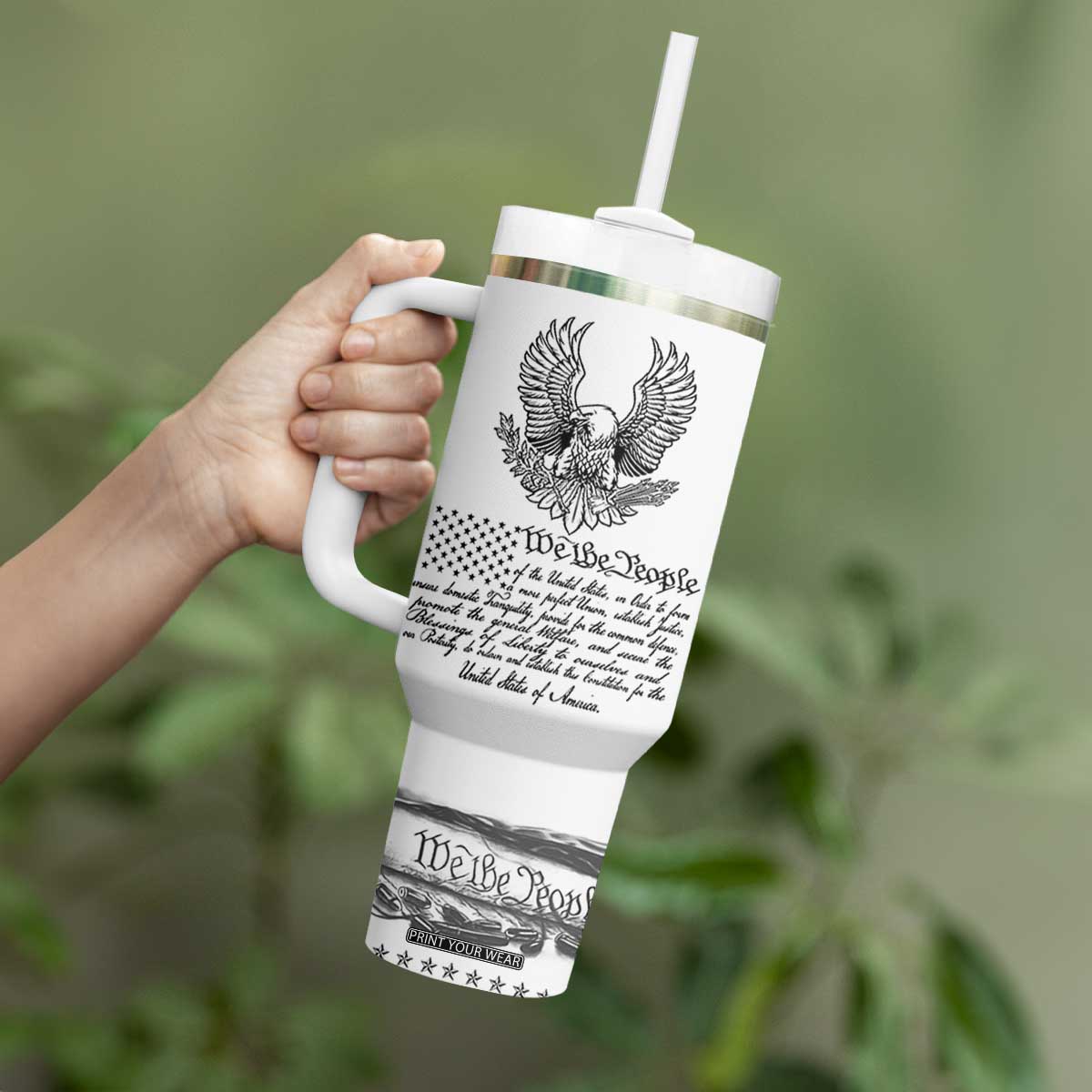 American Flag Patriotic Tumbler With Handle USA US Constitution 4th of July We The People 1776 Flag TB10 Print Your Wear