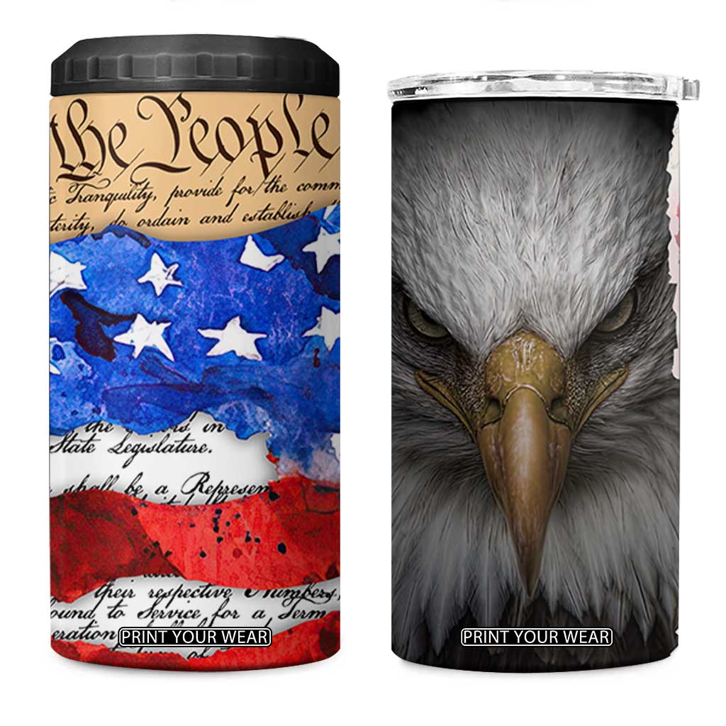 Patriotic Eagle American Flag 4 in 1 Can Cooler Tumbler 250 Years 1776 2026 4th Of July Independence Day TB10 One Size: 16 oz Multicolor Print Your Wear