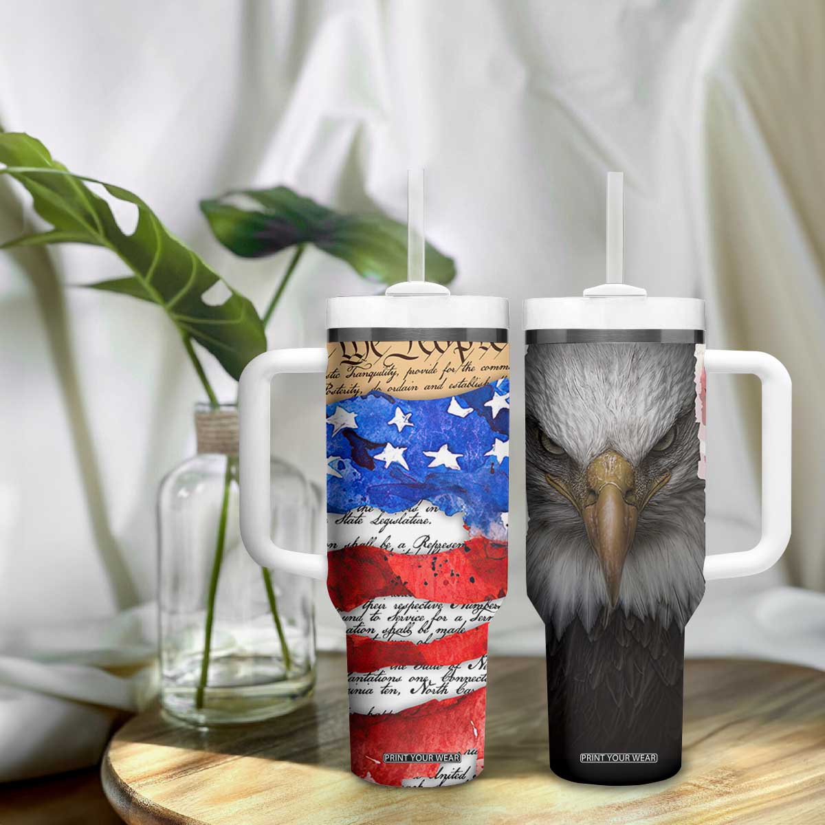 Patriotic Eagle American Flag Tumbler With Handle 250 Years 1776 2026 4th Of July Independence Day TB10 Print Your Wear