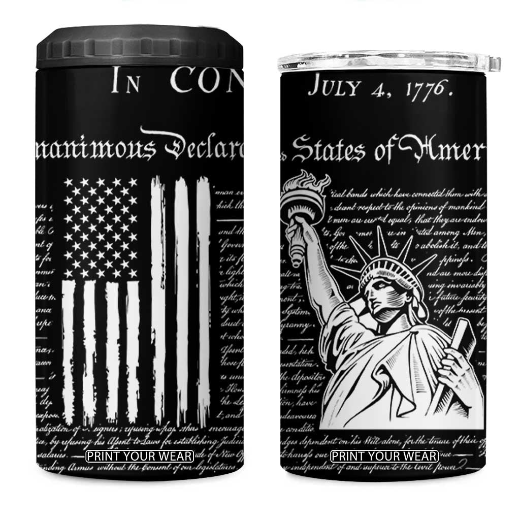 American Patriotic Gift 4 in 1 Can Cooler Tumbler US Constitution We The People 4th Of July Independence Day TB10 One Size: 16 oz Black Print Your Wear