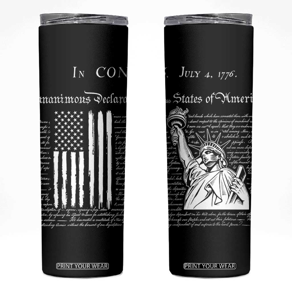 American Patriotic Gift Skinny Tumbler US Constitution We The People 4th Of July Independence Day TB10 Black Print Your Wear