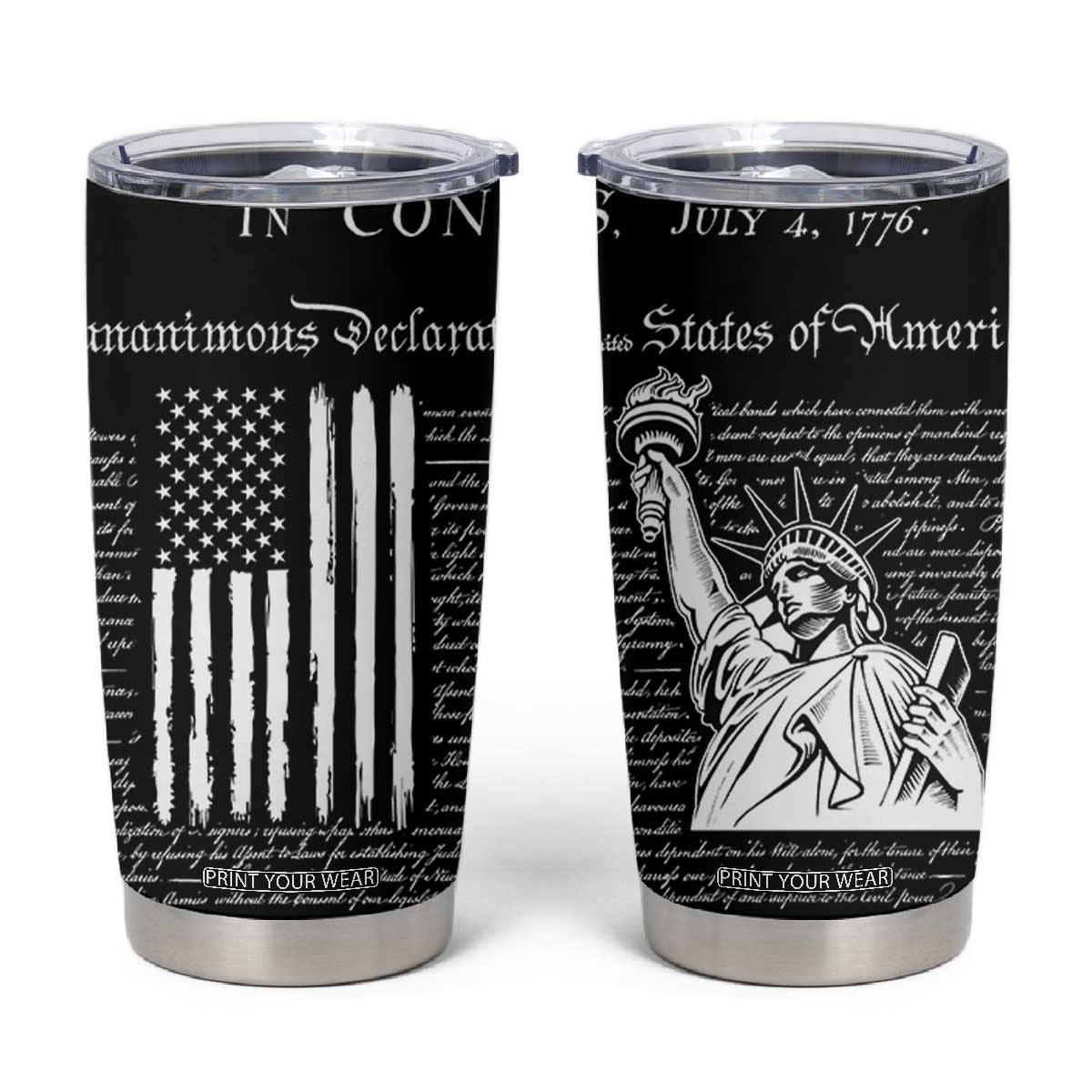 American Patriotic Gift Tumbler Cup US Constitution We The People 4th Of July Independence Day TB10 Black Print Your Wear