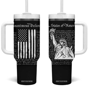 American Patriotic Gift Tumbler With Handle US Constitution We The People 4th Of July Independence Day TB10 One Size: 40 oz Black Print Your Wear