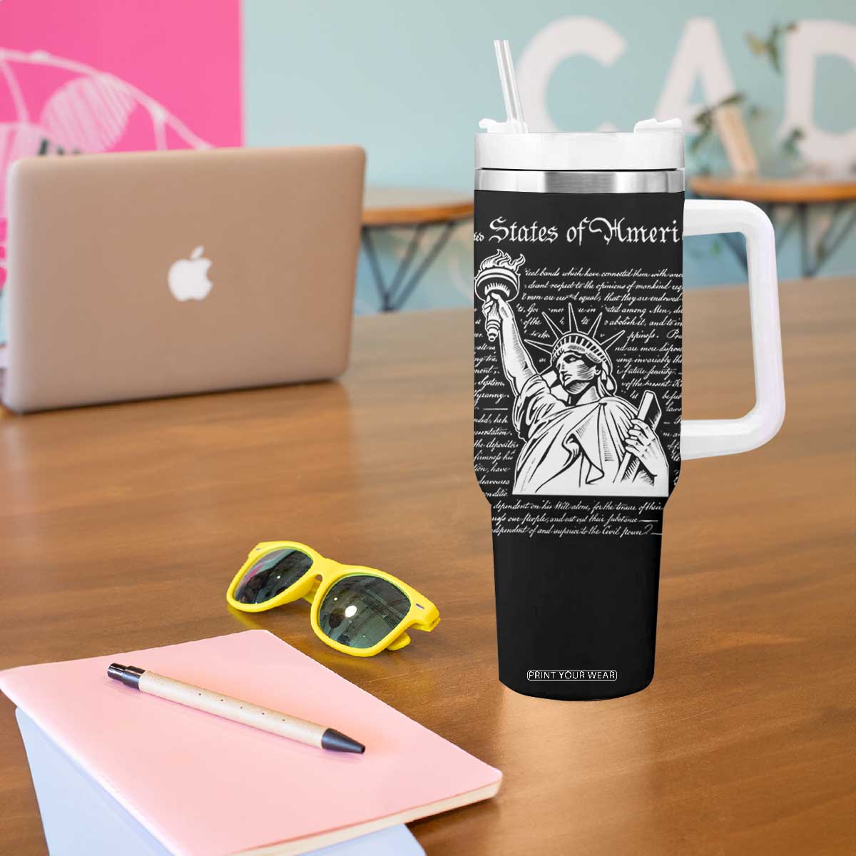 American Patriotic Gift Tumbler With Handle US Constitution We The People 4th Of July Independence Day TB10 Print Your Wear