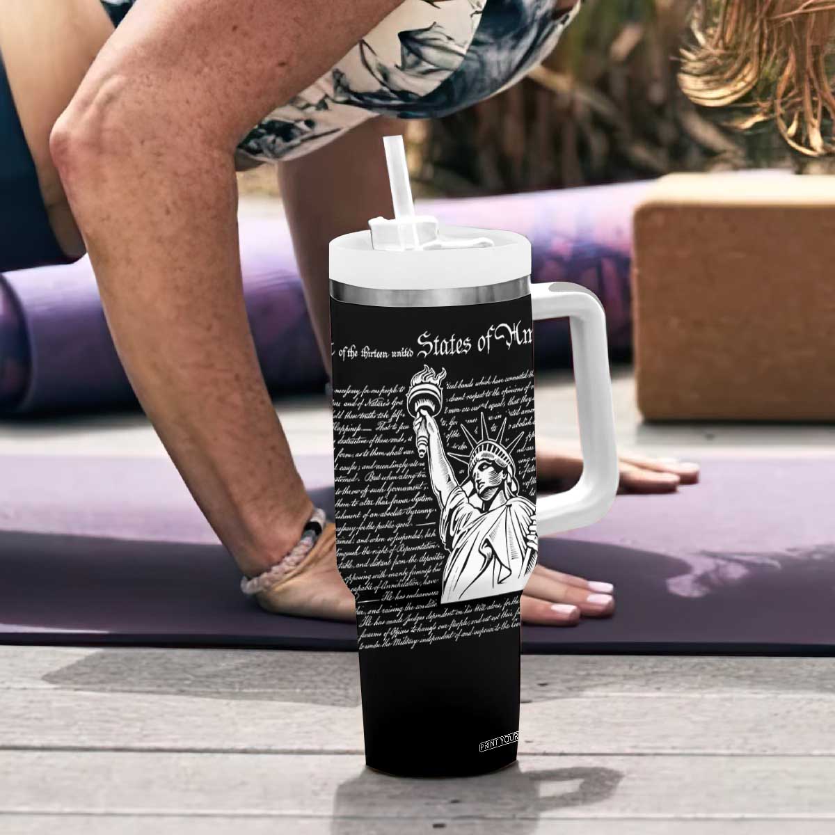 American Patriotic Gift Tumbler With Handle US Constitution We The People 4th Of July Independence Day TB10 Print Your Wear