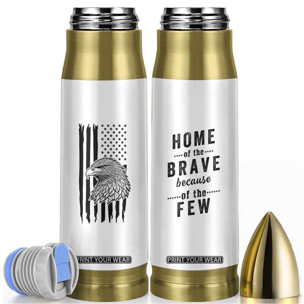 American Flag Patriotic Bullet Tumbler Land Of The Free Because Of The Brave Bald EagleUSA Flag TB10 White Print Your Wear