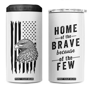 American Flag Patriotic 4 in 1 Can Cooler Tumbler Land Of The Free Because Of The Brave Bald EagleUSA Flag TB10 One Size: 16 oz White Print Your Wear