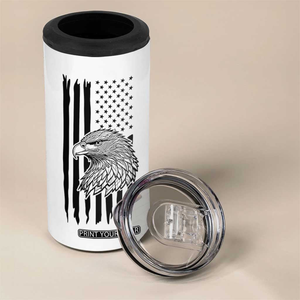 American Flag Patriotic 4 in 1 Can Cooler Tumbler Land Of The Free Because Of The Brave Bald EagleUSA Flag TB10 Print Your Wear