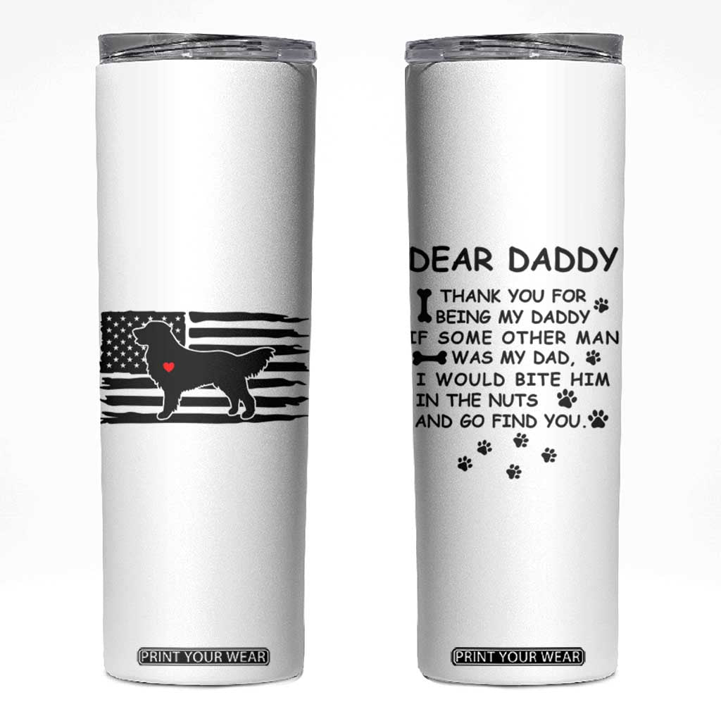 Dog Dad Skinny Tumbler Birthday Christmas Golden Retriever Owner Gifts American Flag TB10 White Print Your Wear