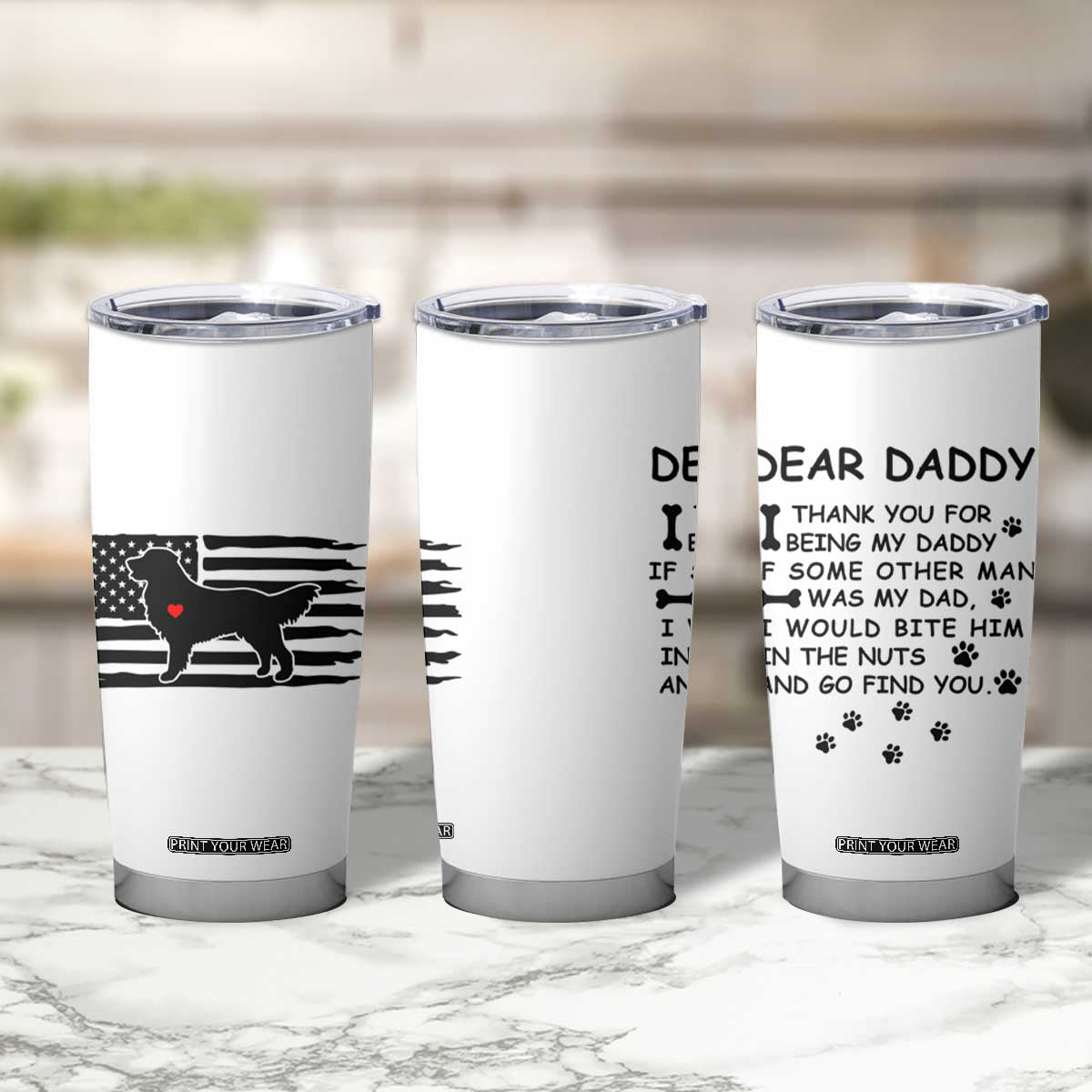 Dog Dad Tumbler Cup Birthday Christmas Golden Retriever Owner Gifts American Flag TB10 Print Your Wear