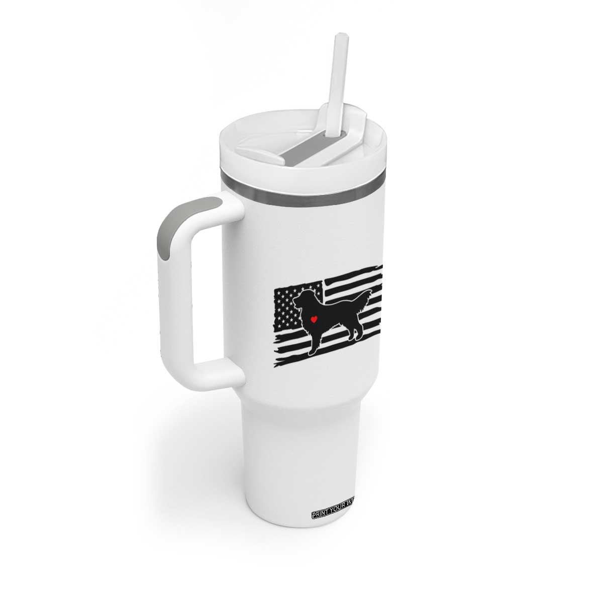 Dog Dad Tumbler With Handle Birthday Christmas Golden Retriever Owner Gifts American Flag TB10 Print Your Wear