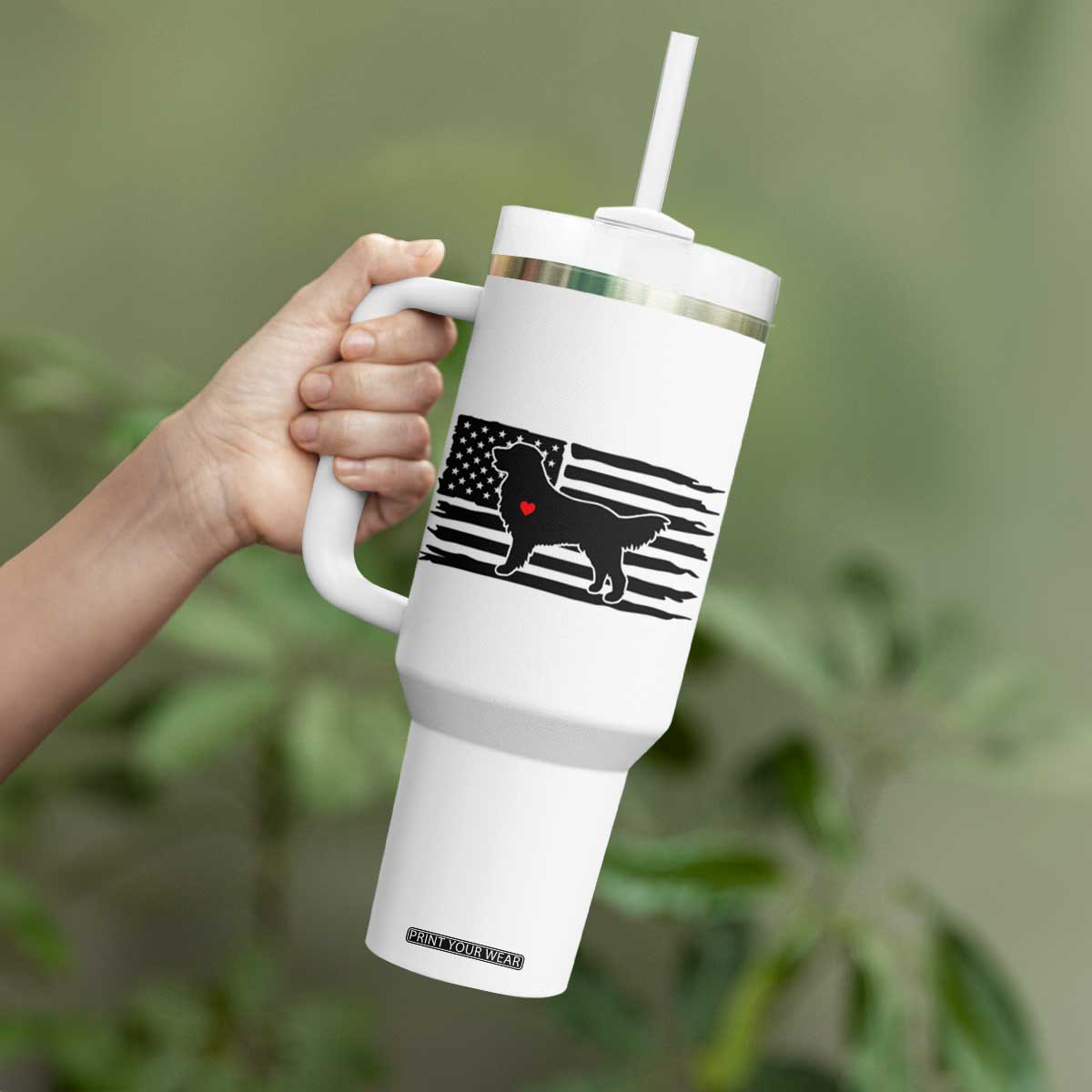 Dog Dad Tumbler With Handle Birthday Christmas Golden Retriever Owner Gifts American Flag TB10 Print Your Wear