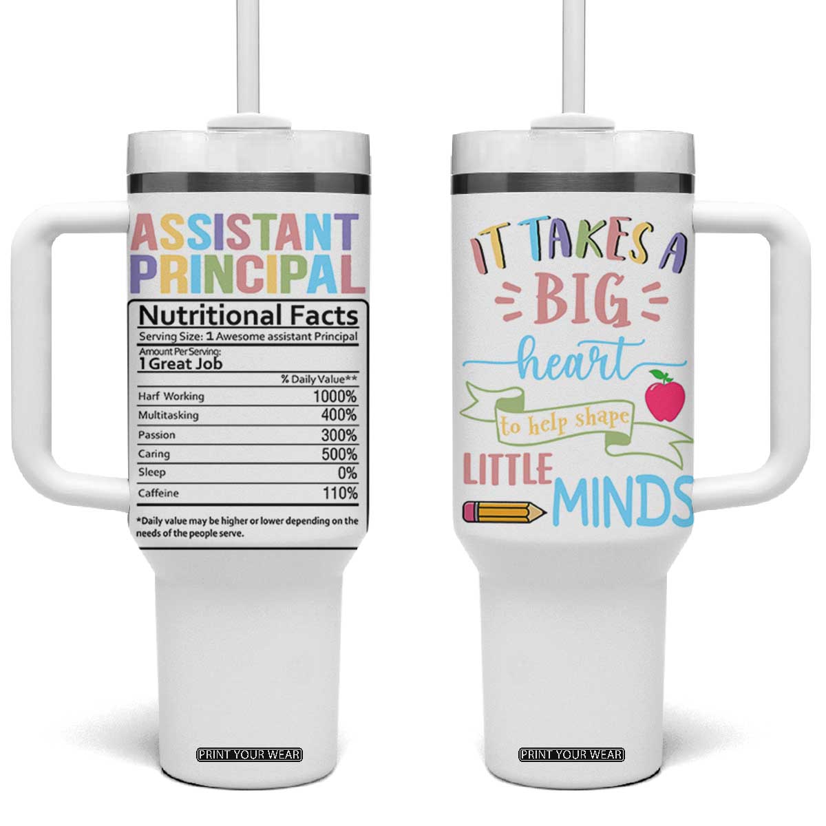 Assistant Principal Gifts Tumbler With Handle AP Appreciation Gifts Back to School TB10 One Size: 40 oz White Print Your Wear