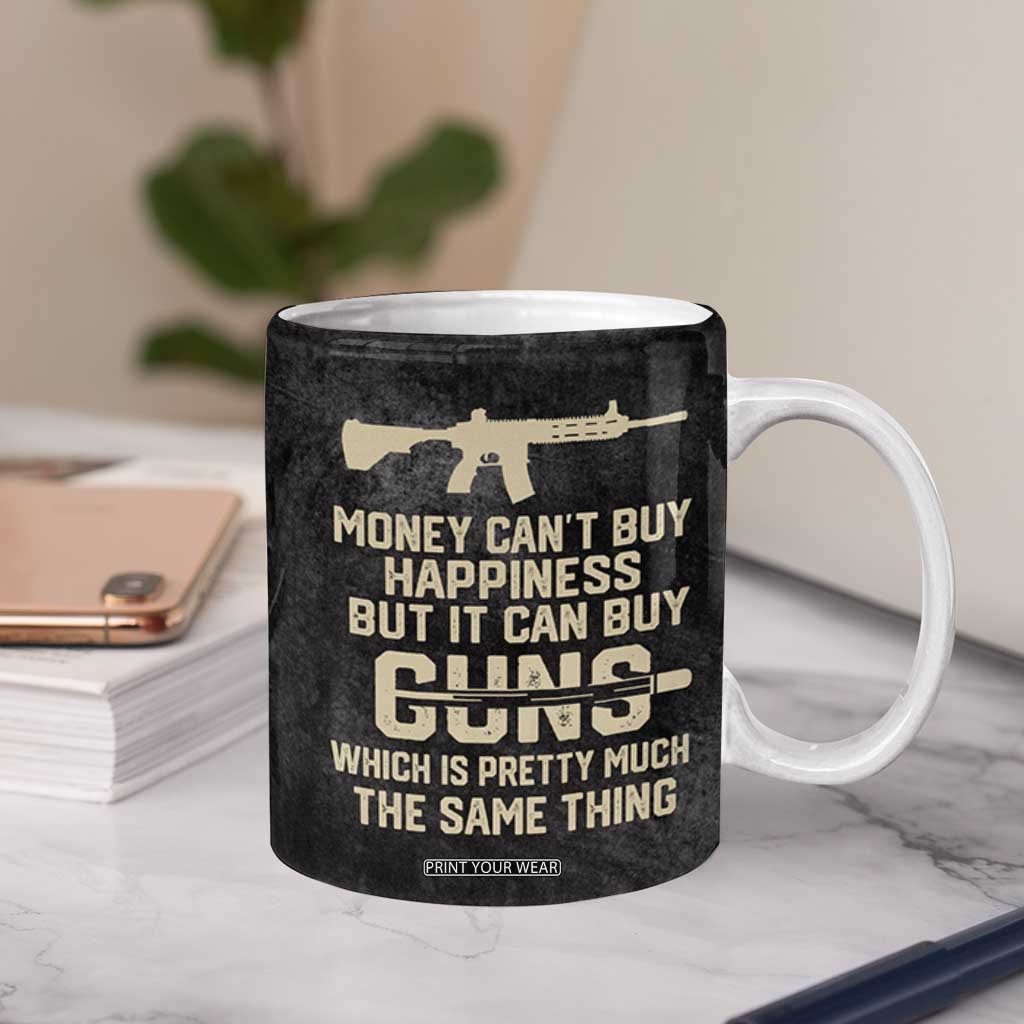 Gun Lovers Coffee Mug Money Cant Buy Happiness But It Can Buy Guns Retro USA Flag TB10 Print Your Wear