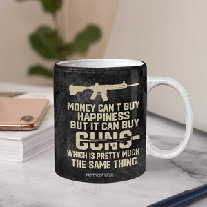 Gun Lovers Coffee Mug Money Cant Buy Happiness But It Can Buy Guns Retro USA Flag TB10 Print Your Wear
