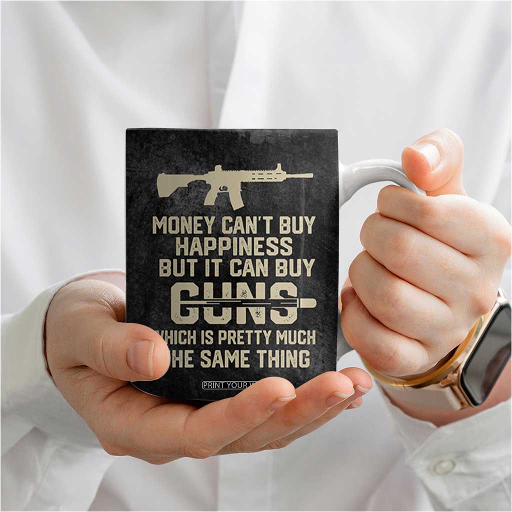Gun Lovers Coffee Mug Money Cant Buy Happiness But It Can Buy Guns Retro USA Flag TB10 Print Your Wear