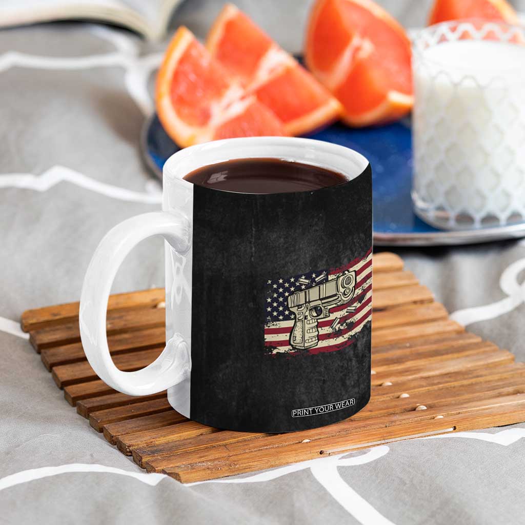 Gun Lovers Coffee Mug Money Cant Buy Happiness But It Can Buy Guns Retro USA Flag TB10 Print Your Wear