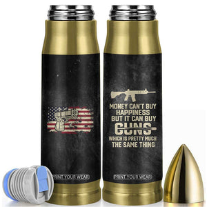 Gun Lovers Bullet Tumbler Money Cant Buy Happiness But It Can Buy Guns Retro USA Flag TB10 Black Print Your Wear