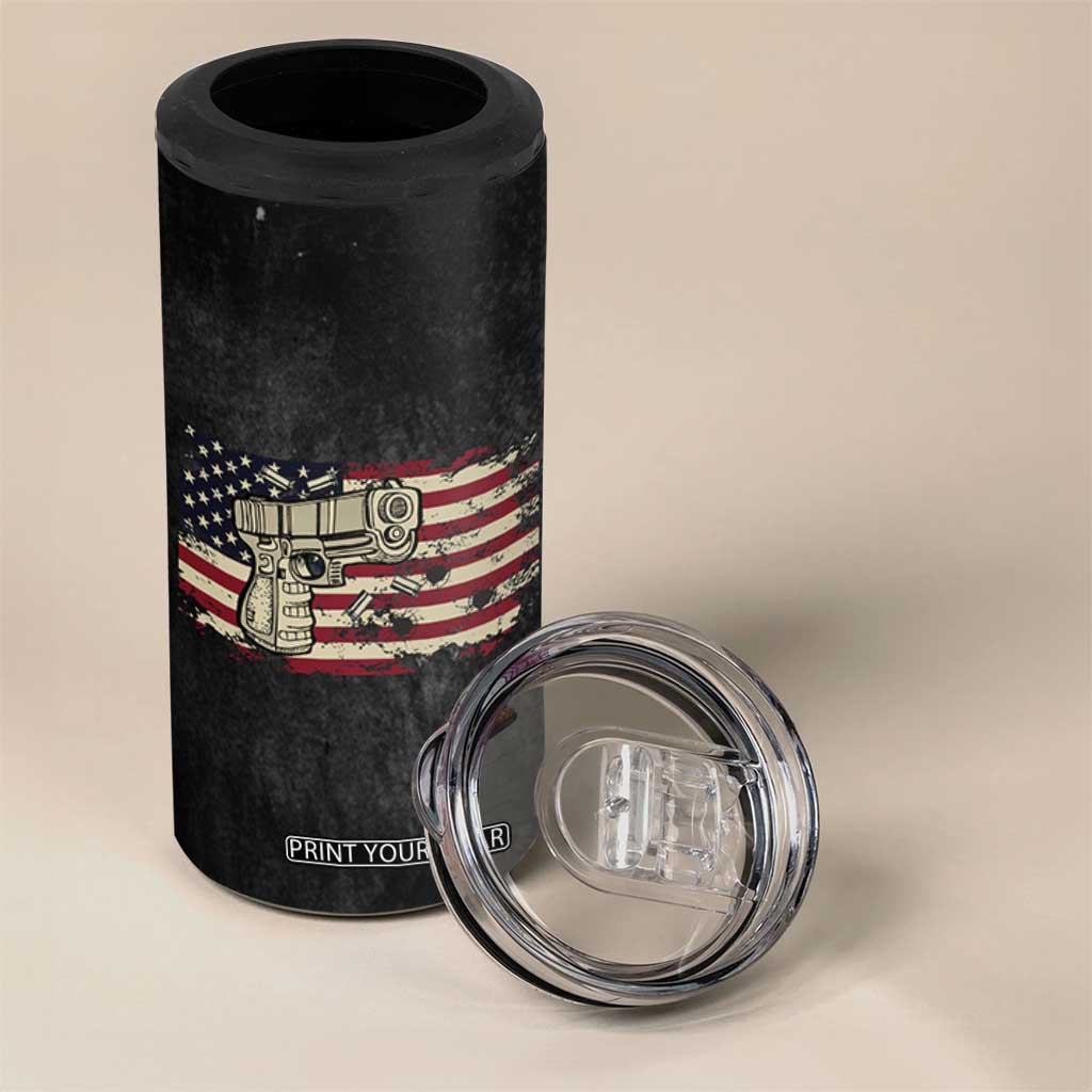 Gun Lovers 4 in 1 Can Cooler Tumbler Money Cant Buy Happiness But It Can Buy Guns Retro USA Flag TB10 Print Your Wear