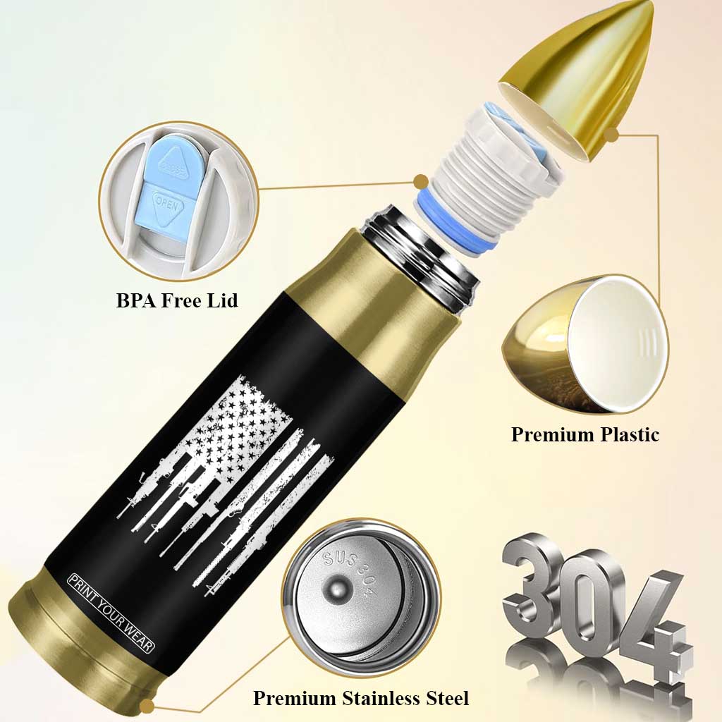 Gun Lovers Bullet Tumbler Enjoy Long Romantic Walks To The Gun Shop USA Flag TB10 Print Your Wear