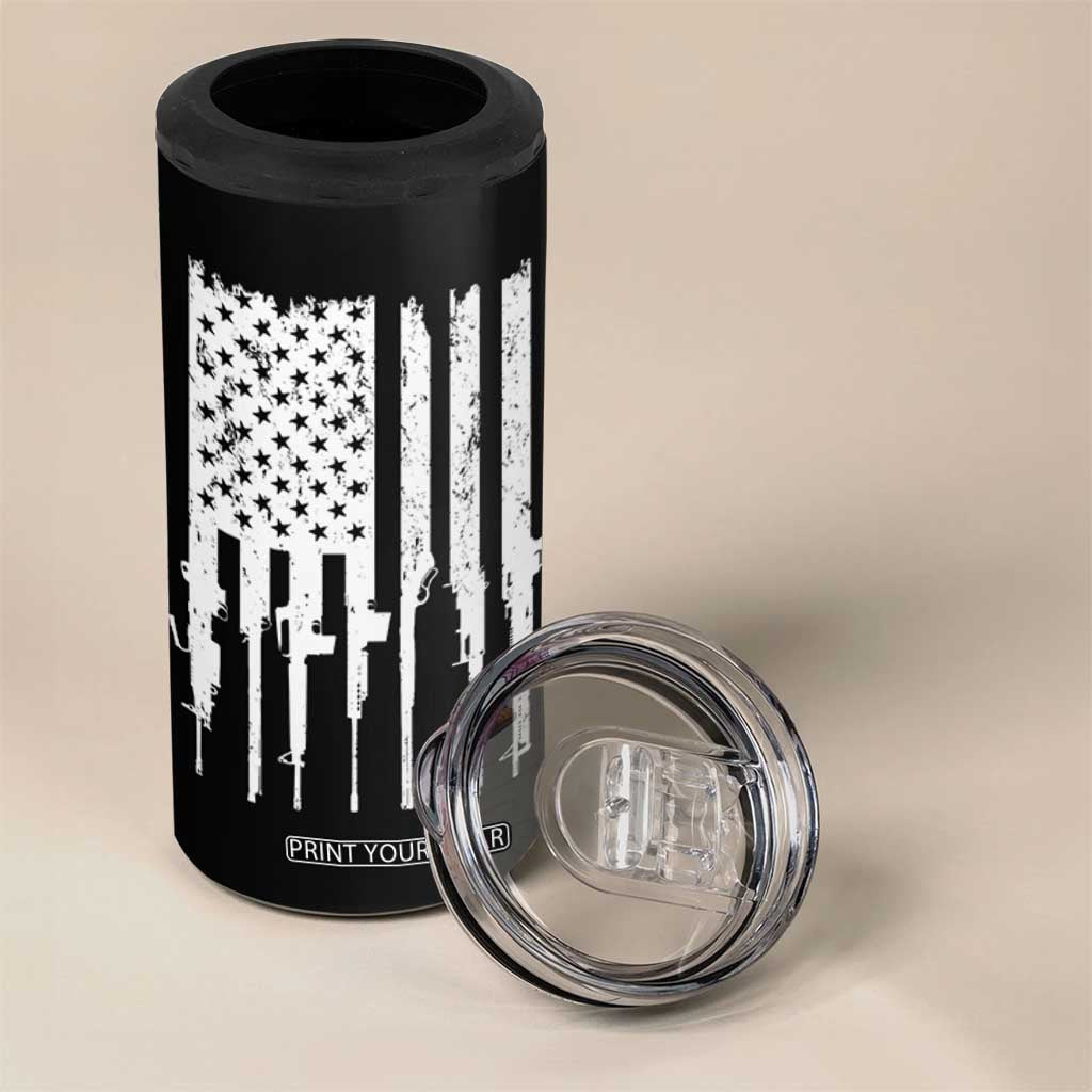 Gun Lovers 4 in 1 Can Cooler Tumbler Enjoy Long Romantic Walks To The Gun Shop USA Flag TB10 Print Your Wear