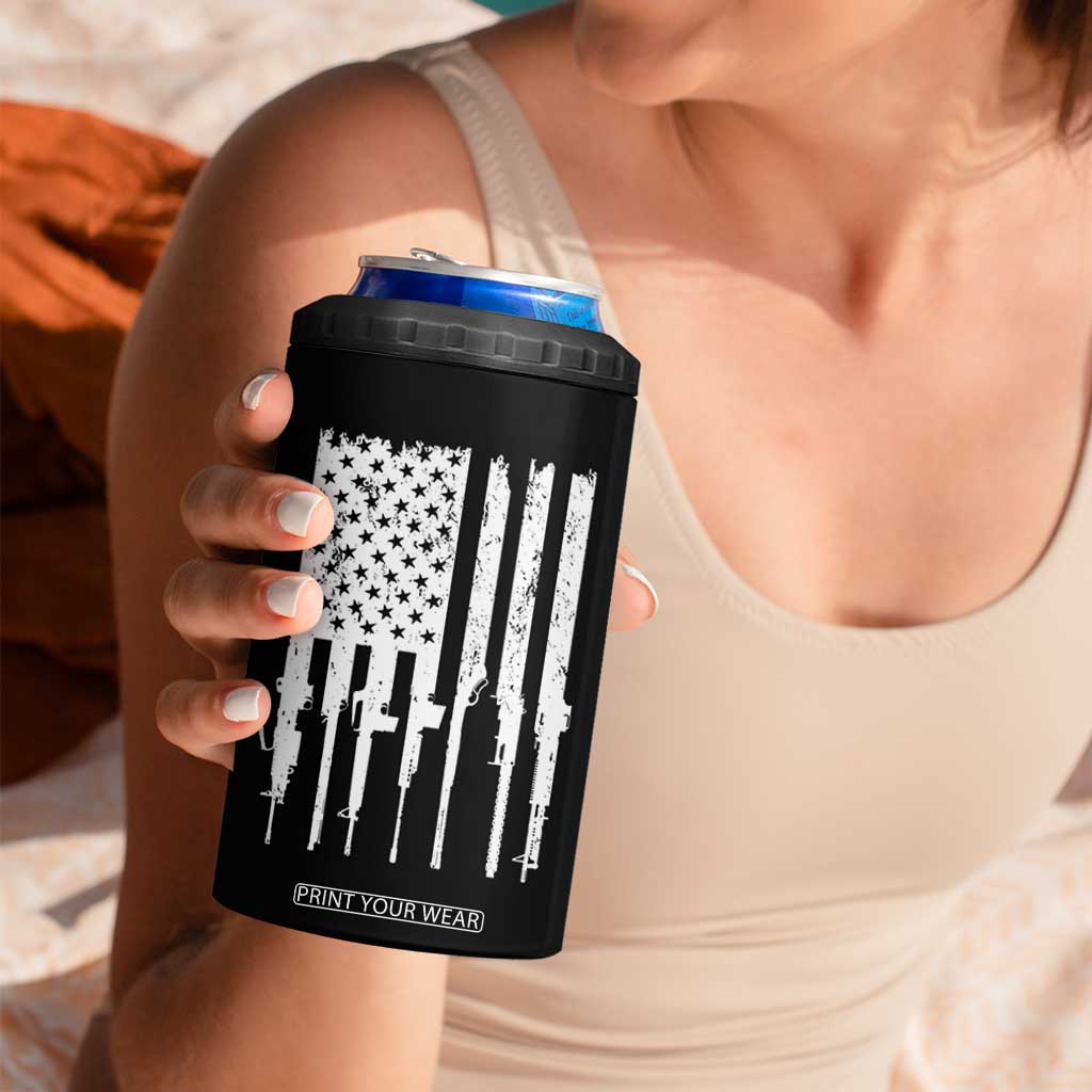 Gun Lovers 4 in 1 Can Cooler Tumbler Enjoy Long Romantic Walks To The Gun Shop USA Flag TB10 Print Your Wear