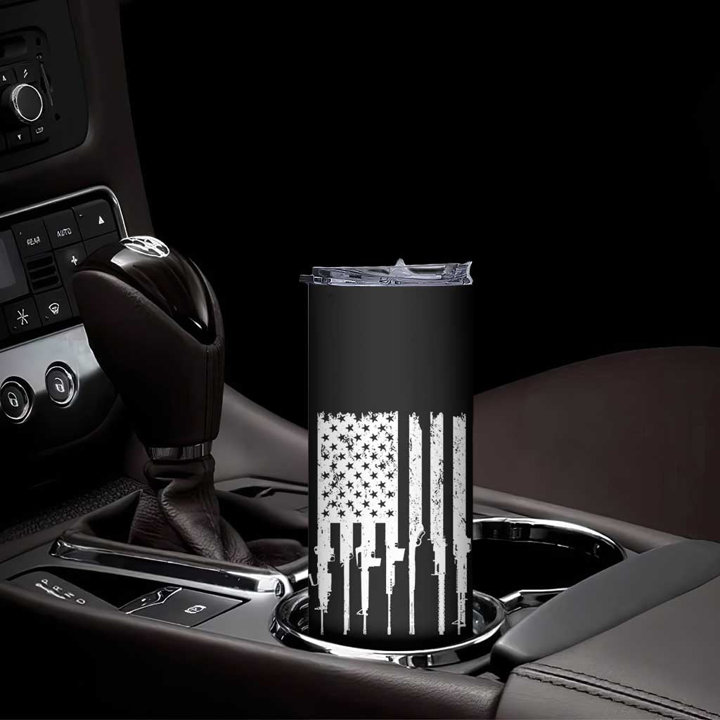 Gun Lovers Skinny Tumbler Enjoy Long Romantic Walks To The Gun Shop USA Flag TB10 Print Your Wear
