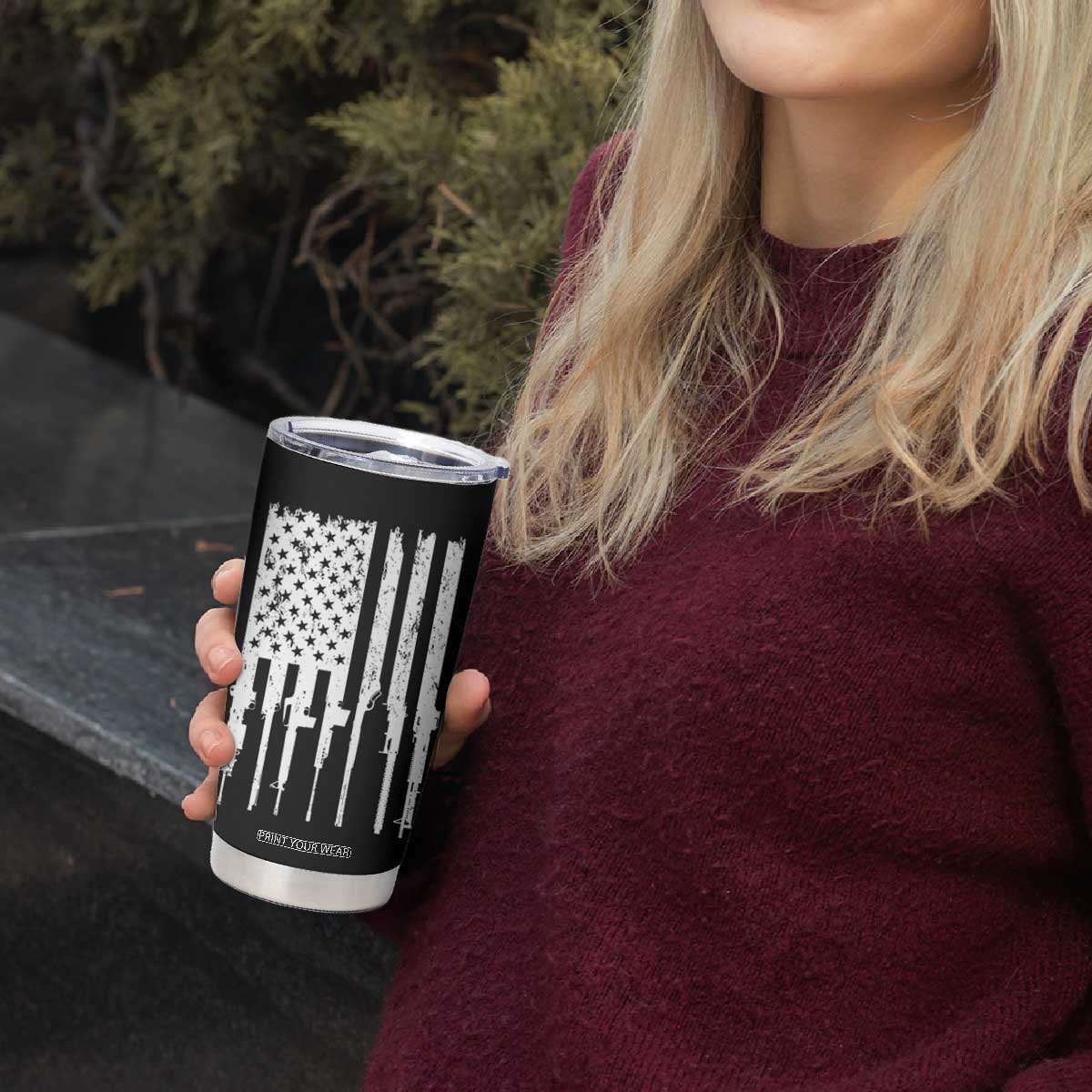 Gun Lovers Tumbler Cup Enjoy Long Romantic Walks To The Gun Shop USA Flag TB10 Print Your Wear