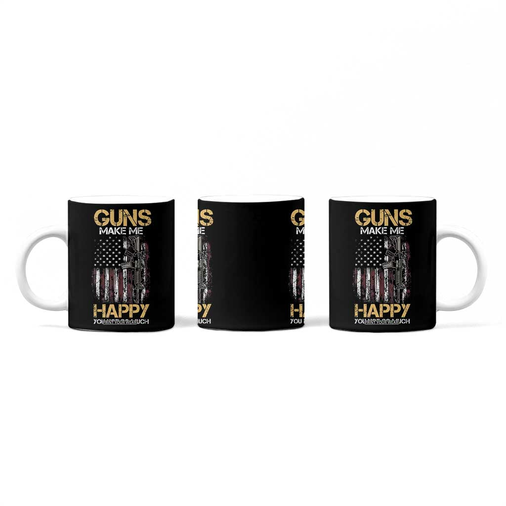 Gun Lovers Coffee Mug Guns Make Me Happy You Not So Much Vintage USA Flag TB10 Print Your Wear