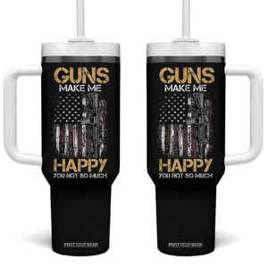 Gun Lovers Tumbler With Handle Guns Make Me Happy You Not So Much Vintage USA Flag TB10 One Size: 40 oz Black Print Your Wear