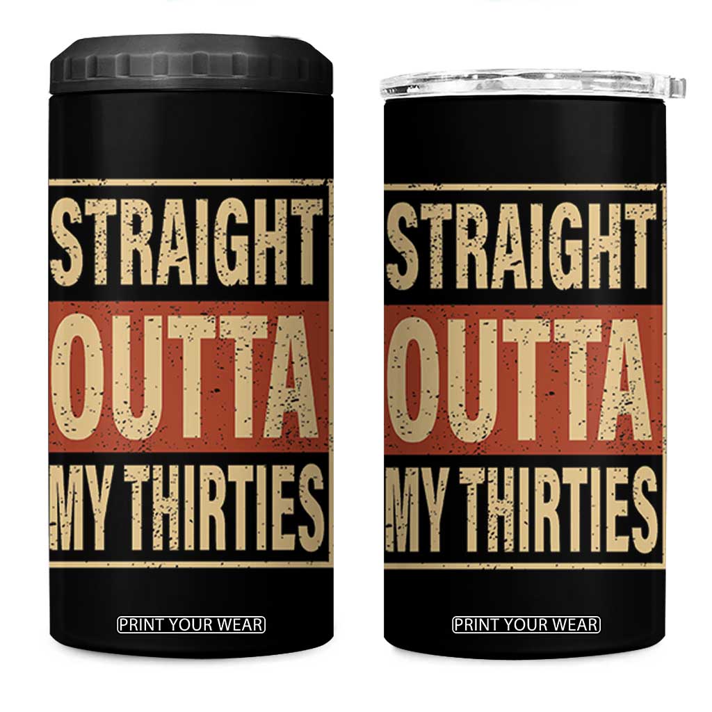 40th Birthday 4 in 1 Can Cooler Tumbler Straight Outta My Thirties 1986 40 Year Old Birthday TB10 One Size: 16 oz Black Print Your Wear