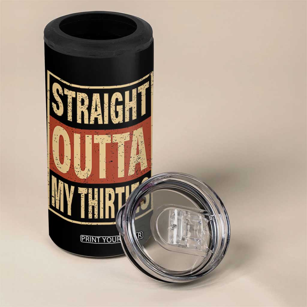 40th Birthday 4 in 1 Can Cooler Tumbler Straight Outta My Thirties 1986 40 Year Old Birthday TB10 Print Your Wear