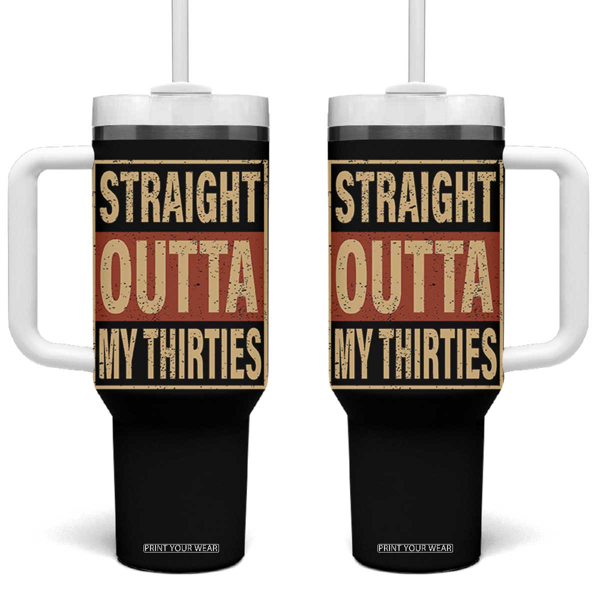 40th Birthday Tumbler With Handle Straight Outta My Thirties 1986 40 Year Old Birthday TB10 One Size: 40 oz Black Print Your Wear