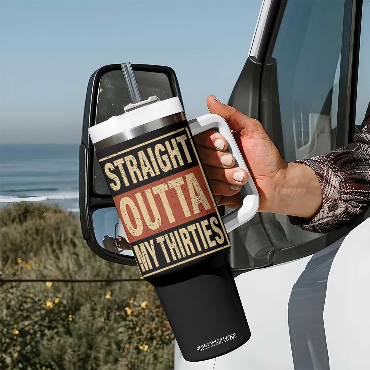 40th Birthday Tumbler With Handle Straight Outta My Thirties 1986 40 Year Old Birthday TB10 Print Your Wear