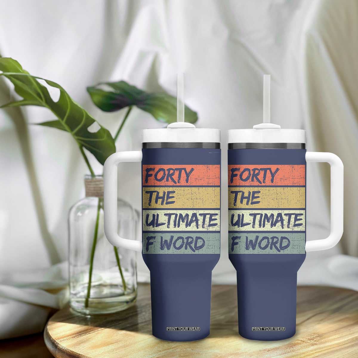 40th Birthday Tumbler With Handle Forty The Ultimate F Word 1986 Funny 40 Year Old Birthday Gift TB10 Print Your Wear