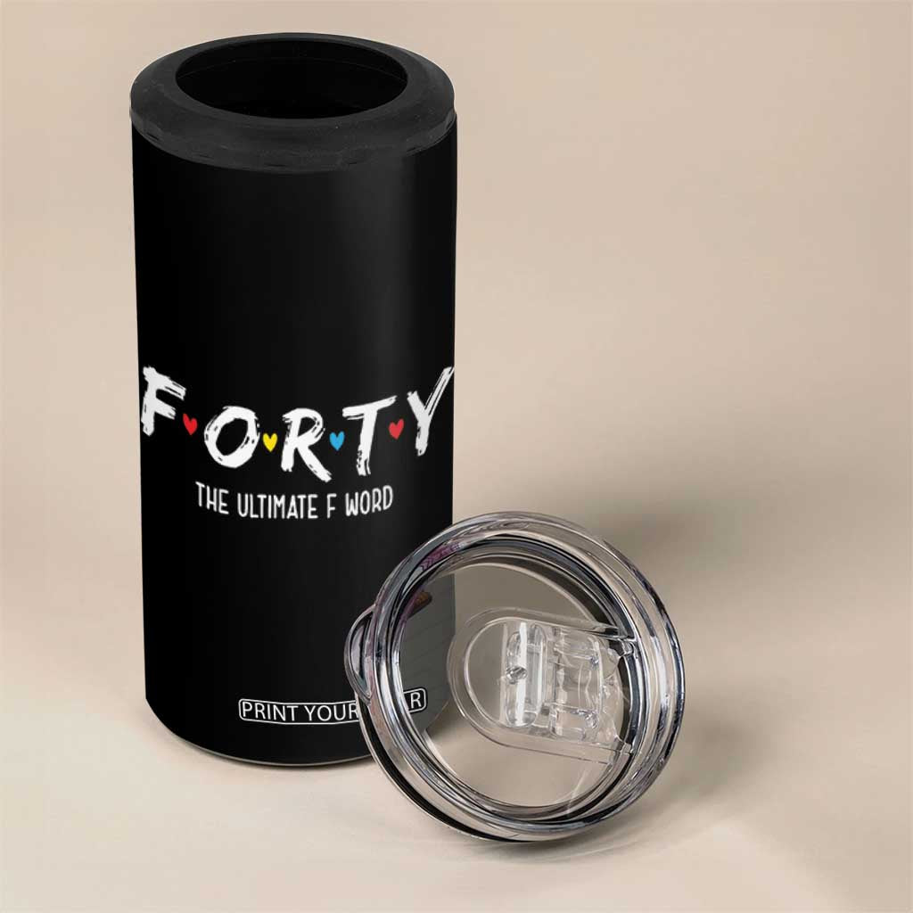 40th Birthday 4 in 1 Can Cooler Tumbler Funny Forty The Ultimate F Word 1986 40 Year Old Birthday Gift
