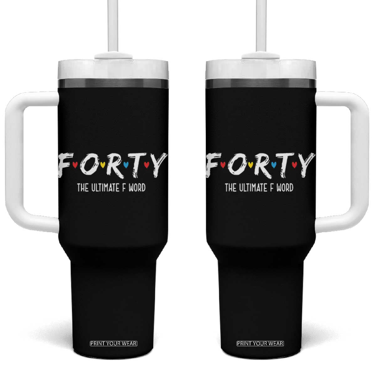 40th Birthday Tumbler With Handle Funny Forty The Ultimate F Word 1986 40 Year Old Birthday Gift TB10 One Size: 40 oz Black Print Your Wear