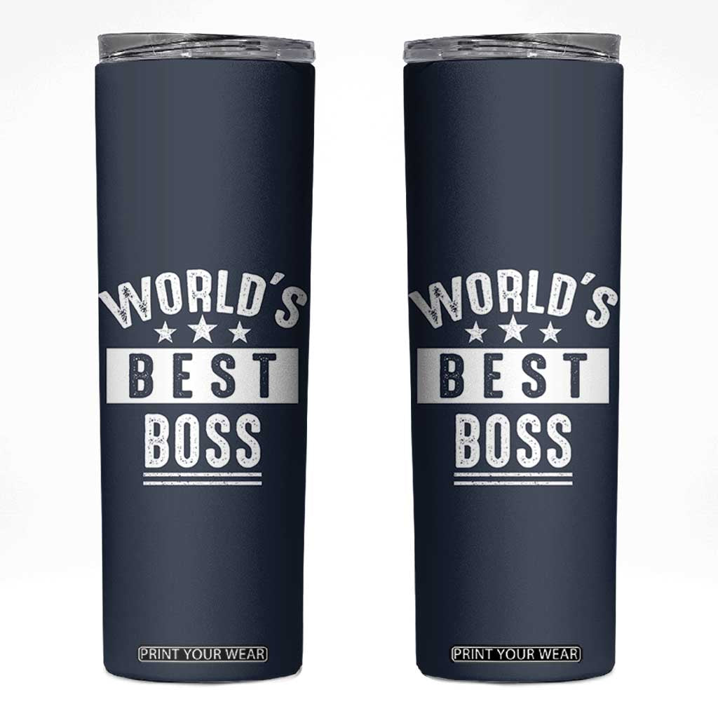 World's Best Boss Skinny Tumbler Gifts for Office Male Female Bosses Coworkers Leaders Managers TB10 Navy Print Your Wear