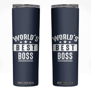World's Best Boss Skinny Tumbler Gifts for Office Male Female Bosses Coworkers Leaders Managers TB10 Navy Print Your Wear
