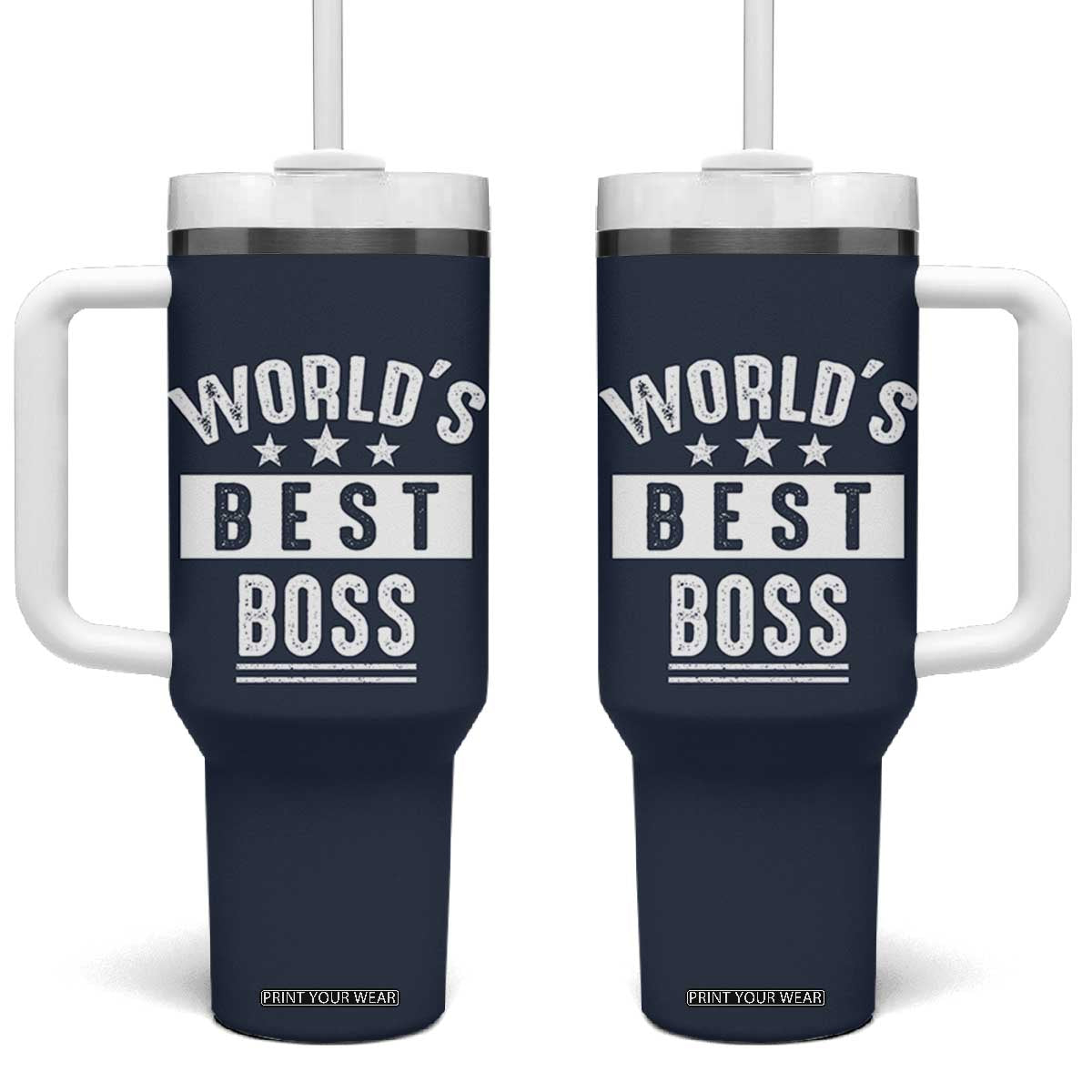 World's Best Boss Tumbler With Handle Gifts for Office Male Female Bosses Coworkers Leaders Managers TB10 One Size: 40 oz Navy Print Your Wear